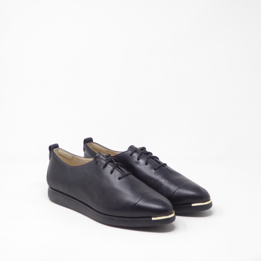 Cole Haan Womens Oxfords Black Grand Ambition Leather Cap Toe 7.5B